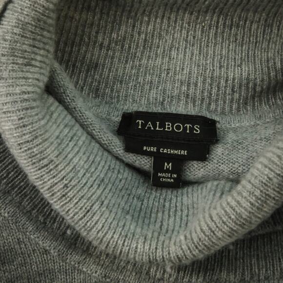 Talbots Size Medium M Grey Gray Turtleneck Long Sleeve Soft Cashmere Sweater - Picture 3 of 5